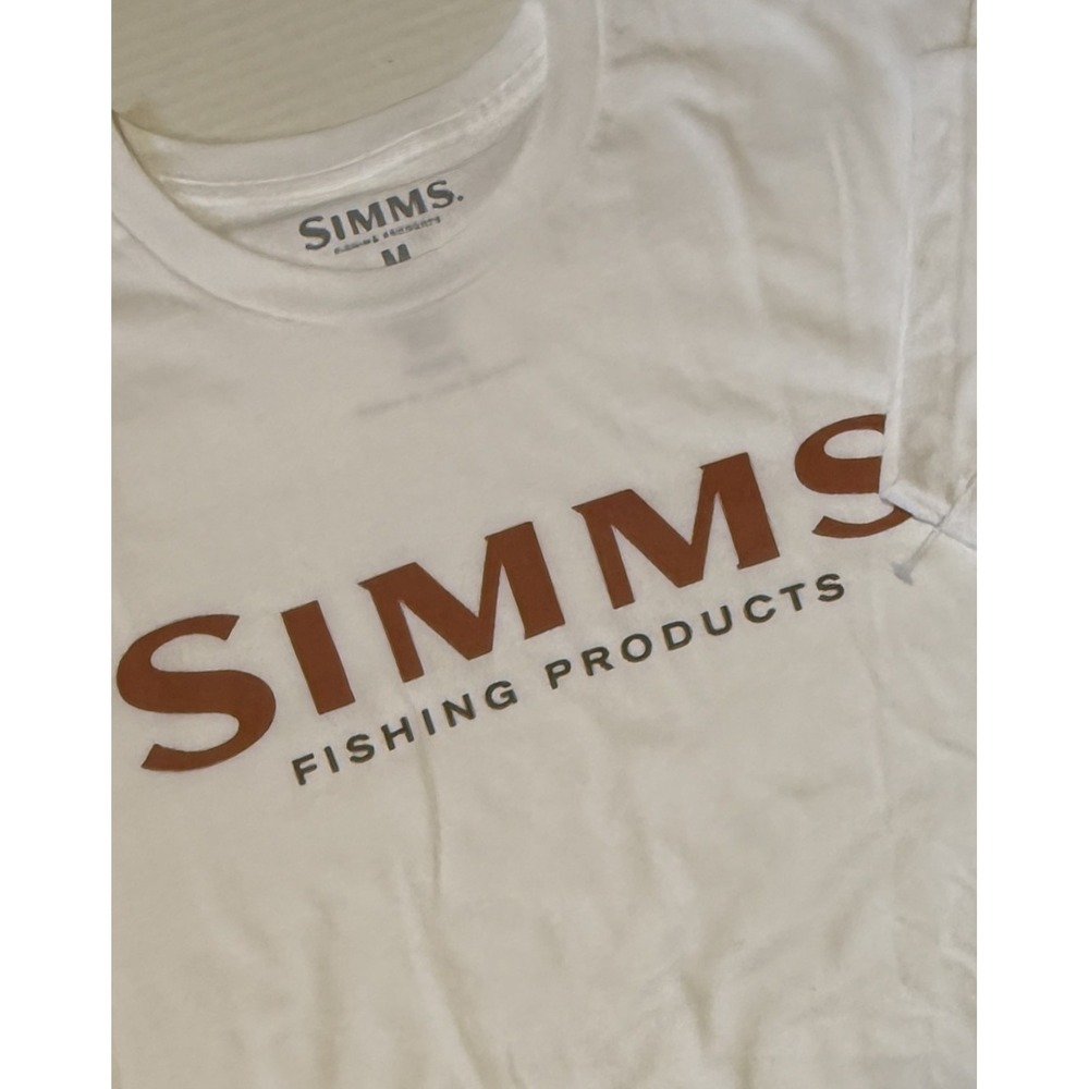 SIMMS Logo - Men's White Fishing Tshirt - Medium - NWoT - NEW